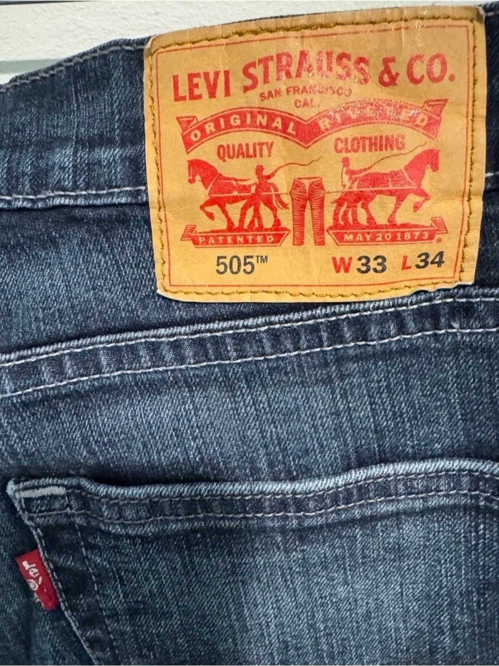 Levi's Men's 505 Straight Jeans in Faded Dark Blue Classic Denim Size 33x34